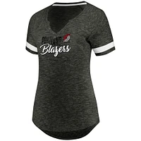 Women's Fanatics Gray/White Portland Trail Blazers Showtime Winning With Pride Notch Neck T-Shirt