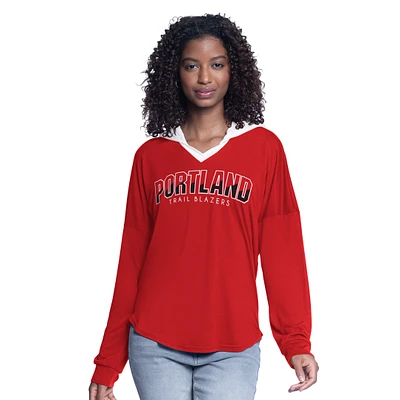 Haut à capuche surdimensionné manches longues et logo rouge Portland Trail Blazers Bench Player pour femme G-III 4Her par Carl Banks