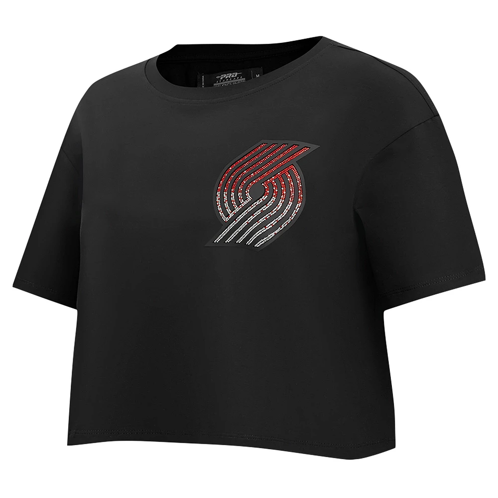 Women's Pro Standard Black Portland Trail Blazers Jewels Boxy Cropped T-Shirt