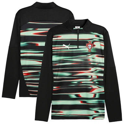 Haut d'avant-match Puma Black Portugal National Team 2025 pour homme avec fermeture éclair