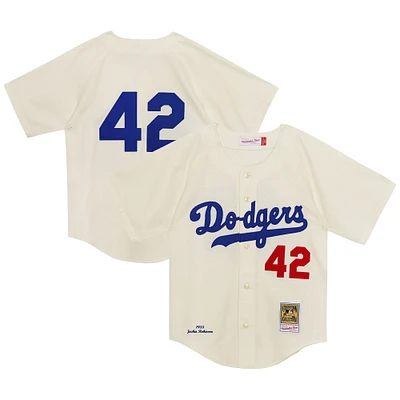 Maillot authentique Mitchell & Ness Jackie Robinson crème des Brooklyn Dodgers de 1955
