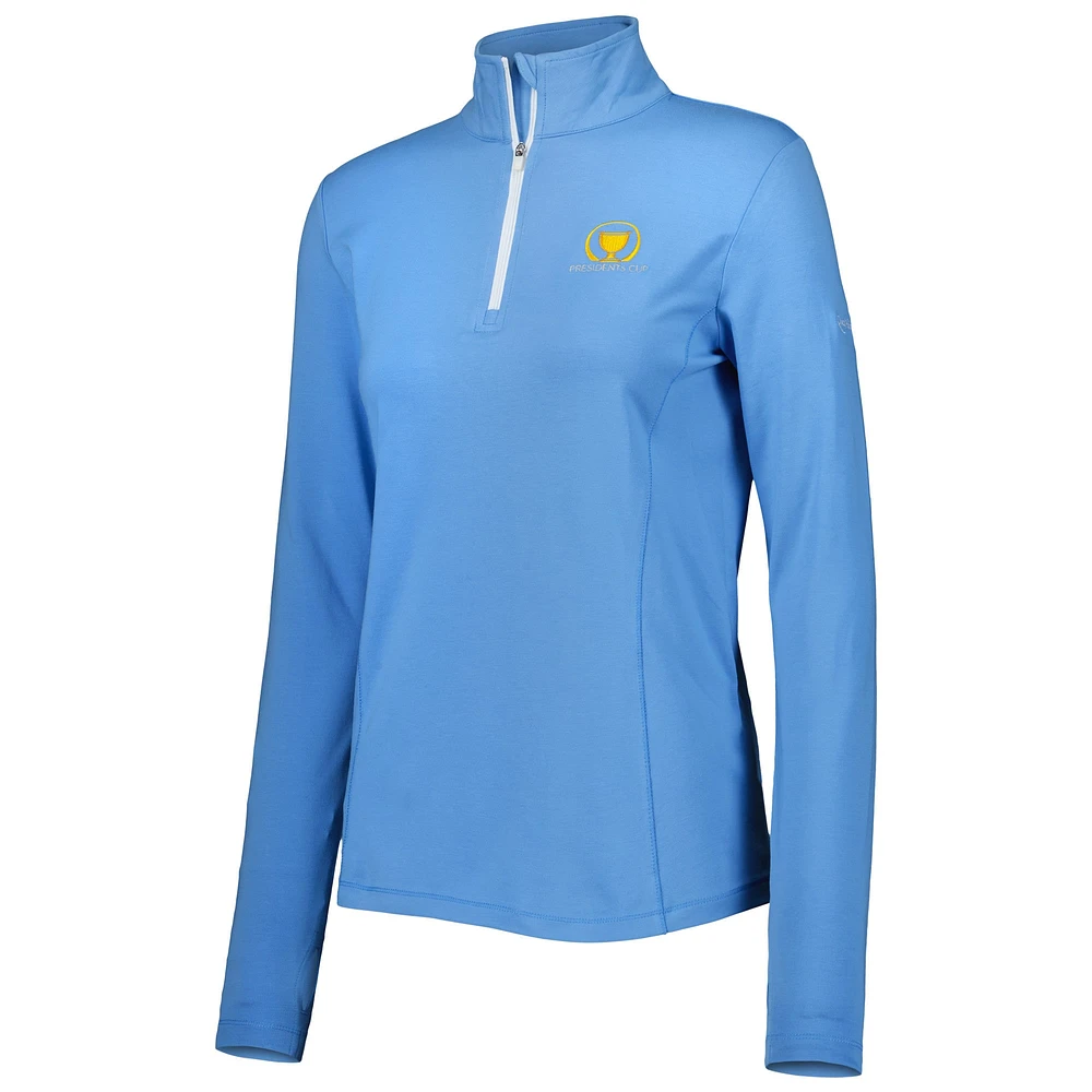Women's tasc Performance Light Blue Presidents Cup Recess Tri-Blend Quarter-Zip Jacket