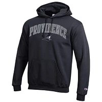 Men's Champion  Black Providence Friars Arched Logo Fleece Pullover Hoodie