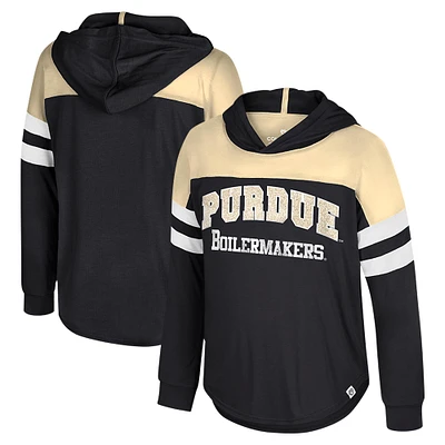 T-shirt à manches longues et capuche pour jeunes filles Colosseum Black Purdue Boilermakers Reflection