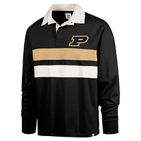 Men's '47 Black Purdue Boilermakers Clubhouse Knox Thames Long Sleeve Rugby Polo