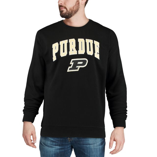 Colosseum Black Purdue Boilermakers Arch & Logo Sweat-shirt à col rond pour homme