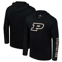 T-shirt à capuche manches longues et Colosseum Black Purdue Boilermakers Color Pop Active Blend pour hommes