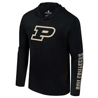 T-shirt à capuche manches longues et Colosseum Black Purdue Boilermakers Color Pop Active Blend pour hommes