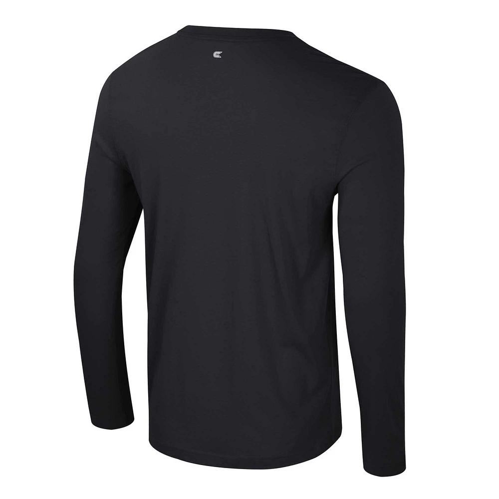 Men's Colosseum Black Purdue Boilermakers Color Pop Active Blend 2-Hit Long Sleeve T-Shirt