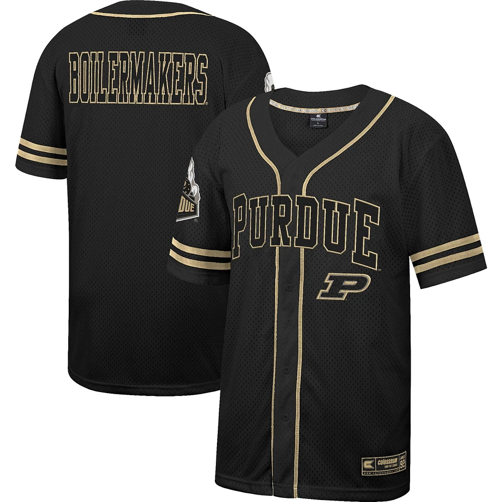 Men's Colosseum Black Purdue Boilermakers Free Spirited Mesh Button-Up Baseball Jersey