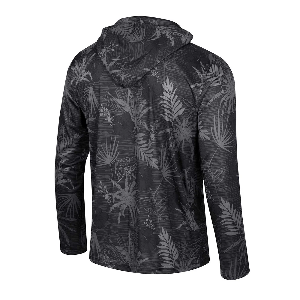 Men's Colosseum Black Purdue Boilermakers Palms Printed Lightweight Quarter-Zip Hooded Top