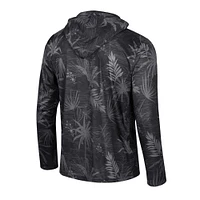 Men's Colosseum Black Purdue Boilermakers Palms Printed Lightweight Quarter-Zip Hooded Top