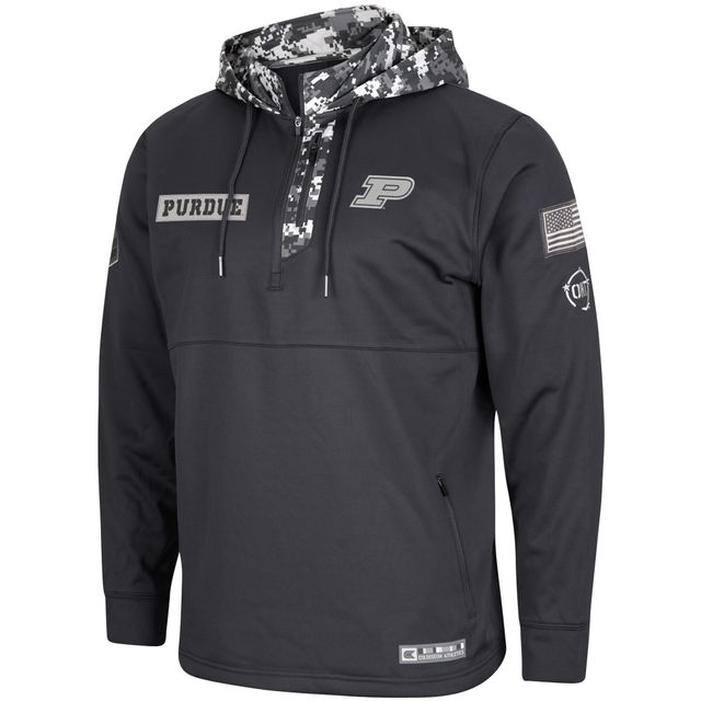 Sweat à capuche zippé pour homme Colosseum Charcoal Purdue Boilermakers OHT Military Appreciation Digi Camo