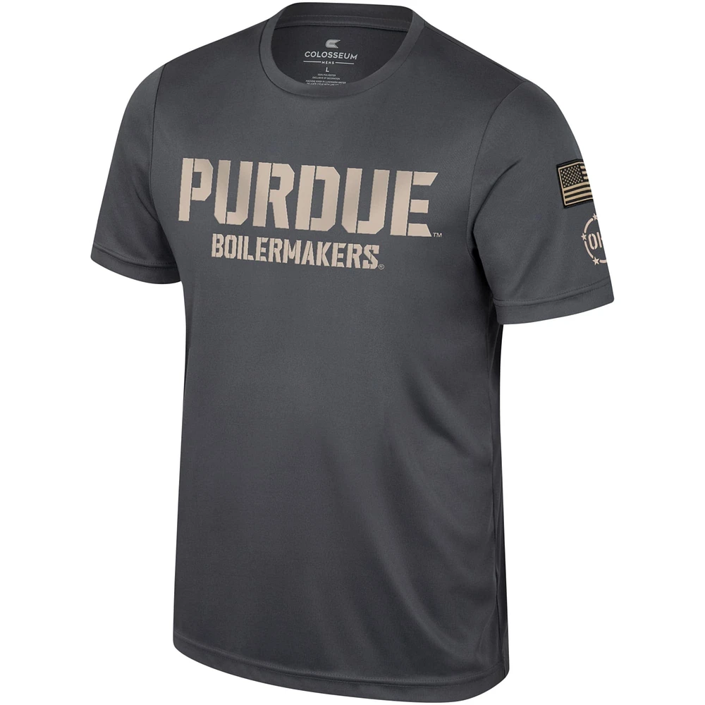 Men's Colosseum Charcoal Purdue Boilermakers OHT Military Appreciation  T-Shirt