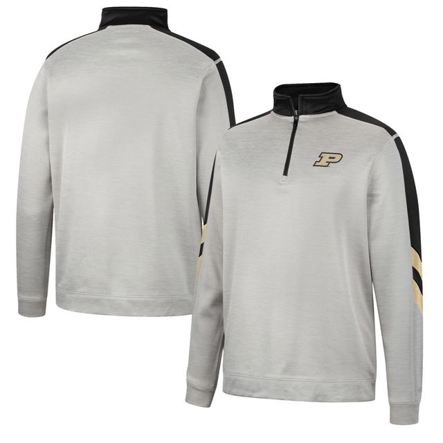Veste Colosseum Homme Gris/Noir Purdue Boilermakers Bushwood Fleece Quarter-Zip Jacket