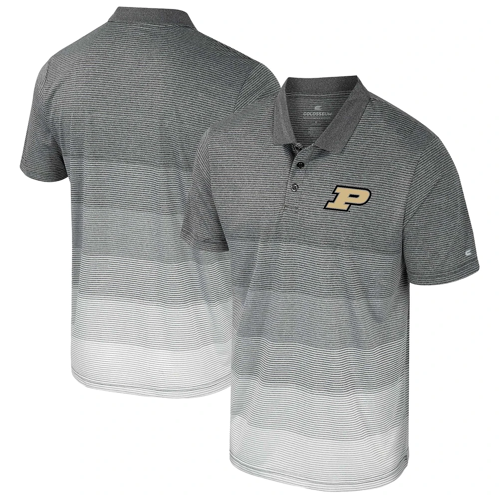 Men's Colosseum Gray Purdue Boilermakers Striped Mesh Polo