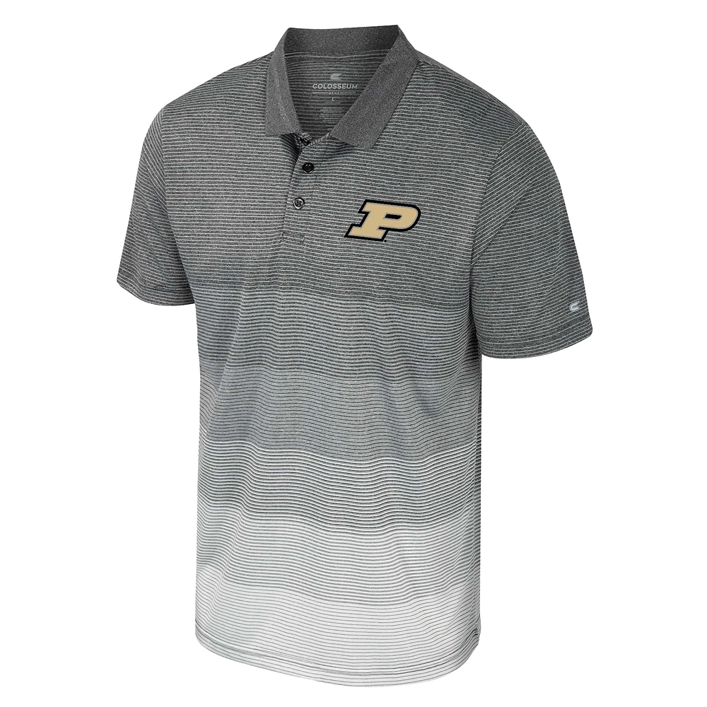 Men's Colosseum Gray Purdue Boilermakers Striped Mesh Polo