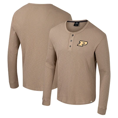 Chemise Henley à manches longues pour homme Colosseum Tan Purdue Boilermakers Great Outdoors