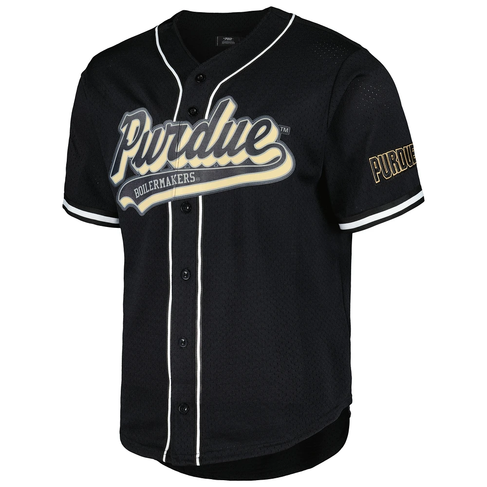 Maillot Purdue Boilermakers en maille à boutons complets Pro Standard noir pour hommes