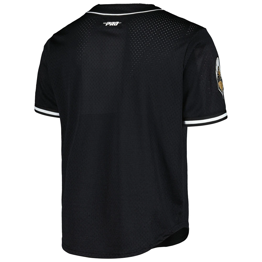 Maillot Purdue Boilermakers en maille à boutons complets Pro Standard noir pour hommes