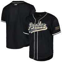Maillot Purdue Boilermakers en maille à boutons complets Pro Standard noir pour hommes