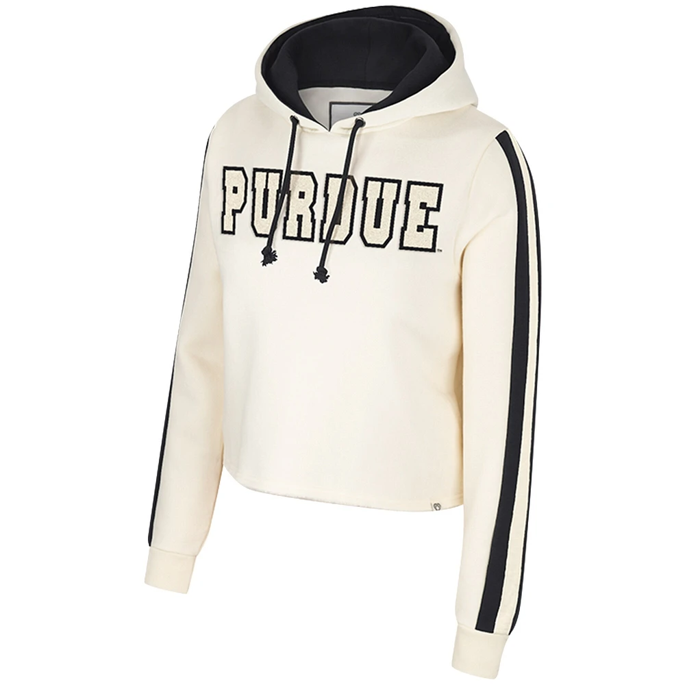 Women's Colosseum Cream Purdue Boilermakers Perfect Date Cropped Pullover Hoodie