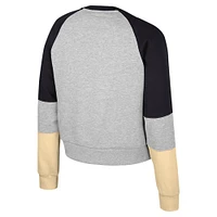 Women's Colosseum Heather Gray Purdue Boilermakers Katinka Rhinestone Scoop Neck Pullover Sweatshirt