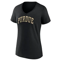 Women's Fanatics Black Purdue Boilermakers Basic Arch V-Neck T-Shirt