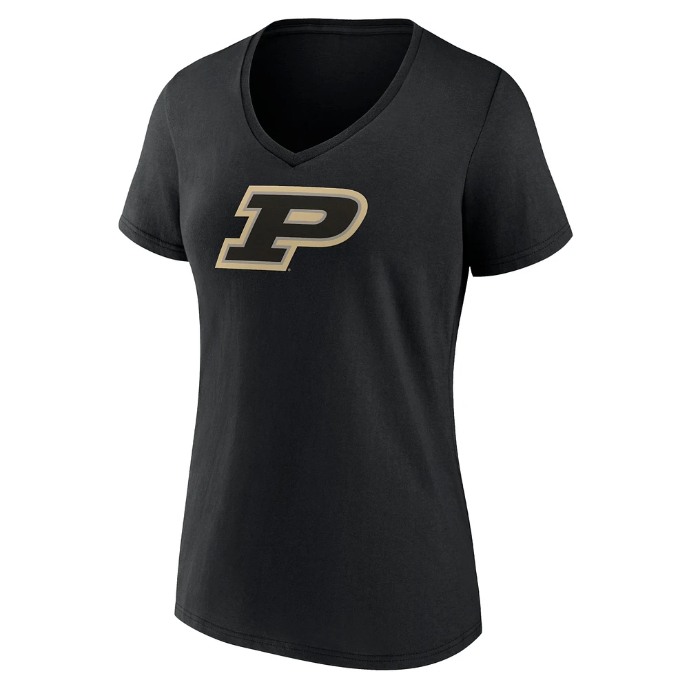 Women's Fanatics Black Purdue Boilermakers Logo V-Neck T-Shirt