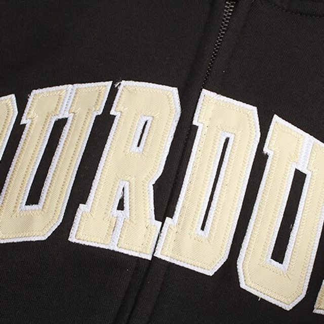 Sweat à capuche zippé Stadium Athletic noir Purdue Boilermakers pour femmes avec nom arqué