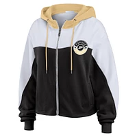 Women's WEAR by Erin Andrews Black Purdue Boilermakers Color-Block Full-Zip Hoodie