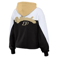 Women's WEAR by Erin Andrews Black Purdue Boilermakers Color-Block Full-Zip Hoodie