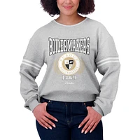 Women's WEAR by Erin Andrews Heather Gray Purdue Boilermakers Classic Stripe Pullover Sweater