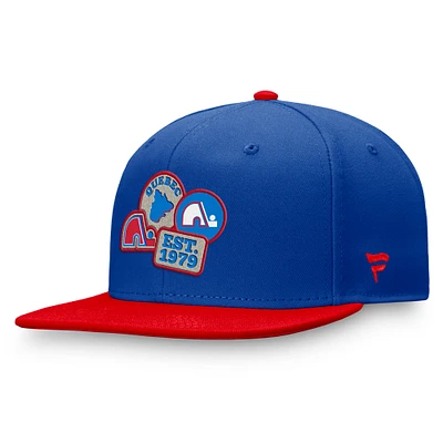 Men's Fanatics  Blue/Red Quebec Nordiques Heritage Patches Fitted Hat