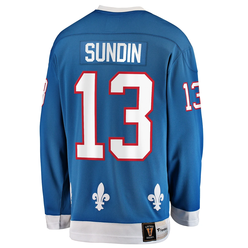 Men's Fanatics Mats Sundin Blue Quebec Nordiques Premier Breakaway Retired Player - Jersey