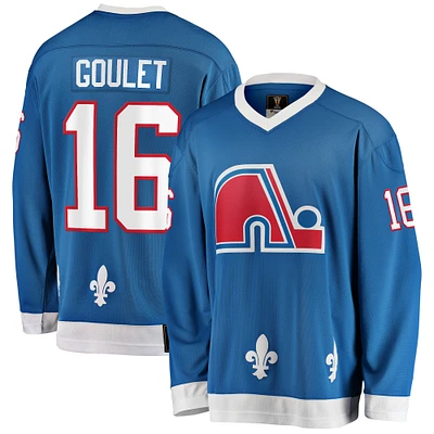 Fanatics pour hommes Michel Goulet Bleu Nordiques de Québec Premier Breakaway Joueur retraité - Maillot
