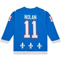 Maillot de joueur la ligne bleue Mitchell & Ness Owen Nolan bleu des Nordiques Québec 1992/93 pour hommes