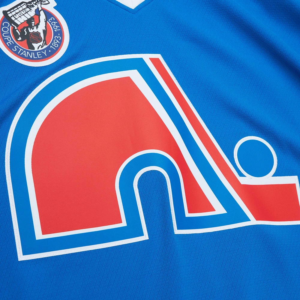 Maillot de joueur la ligne bleue Mitchell & Ness Owen Nolan bleu des Nordiques Québec 1992/93 pour hommes