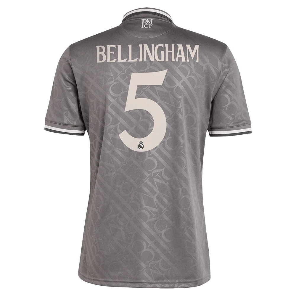 Men's adidas Originals Jude Bellingham Charcoal Real Madrid 2024/25 Third Replica Player Jersey