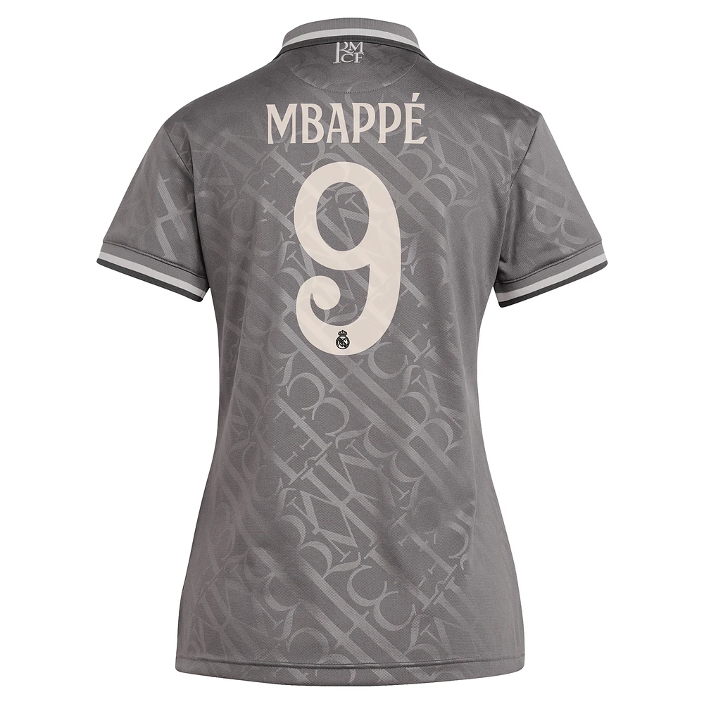 Women's adidas Originals Kylian Mbappé Charcoal Real Madrid 2024/25 Third Replica Player Jersey