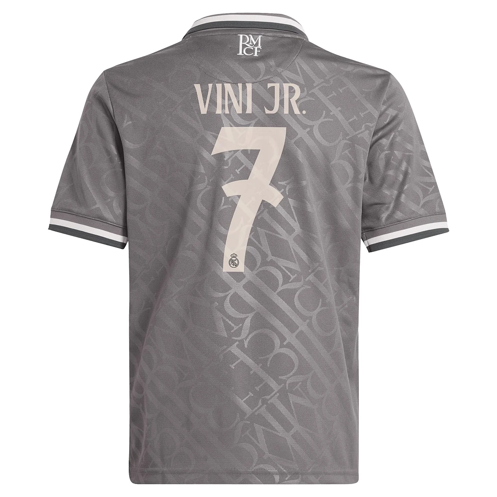 Youth adidas Originals Vini Jr. Charcoal Real Madrid 2024/25 Third Replica Player Jersey