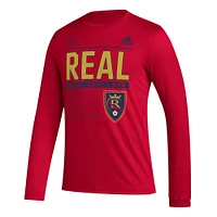 Men's adidas Red Real Salt Lake Club DNA Long Sleeve AEROREADY T-Shirt