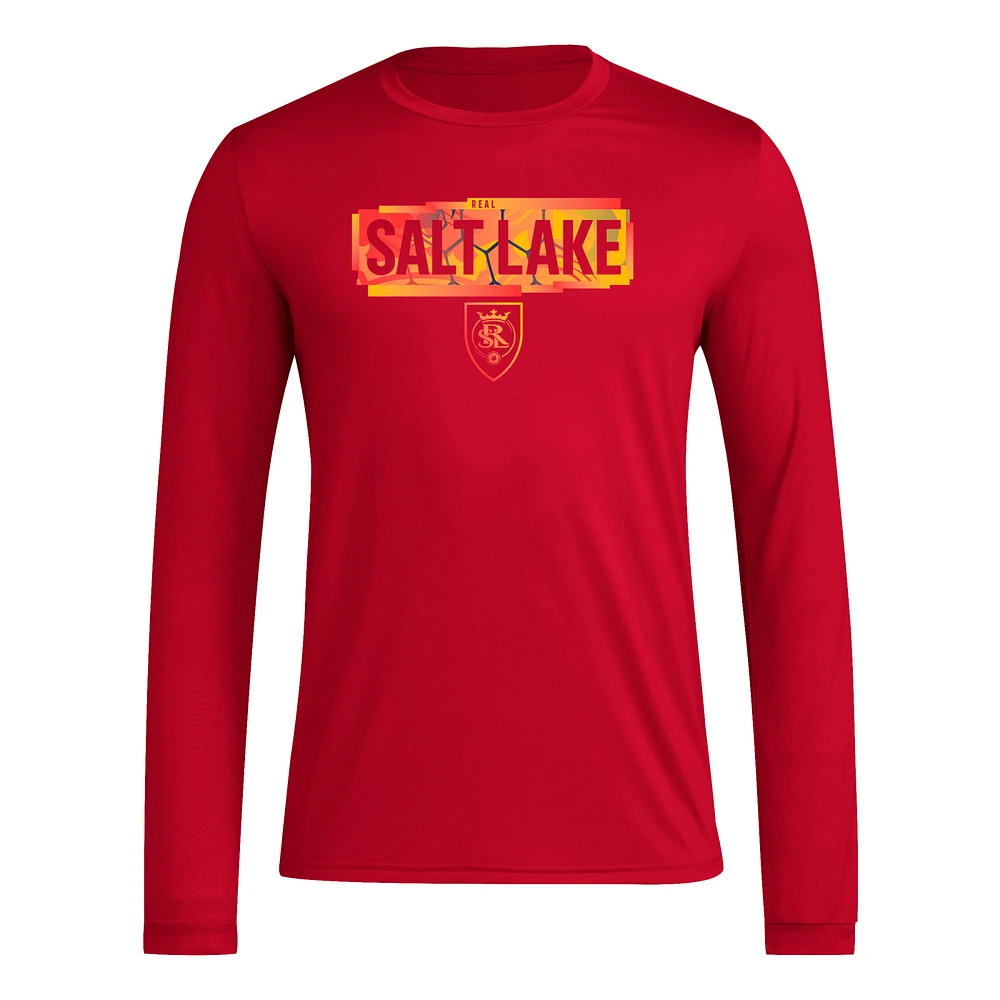 Men's adidas Red Real Salt Lake Local Pop AEROREADY Long Sleeve T-Shirt
