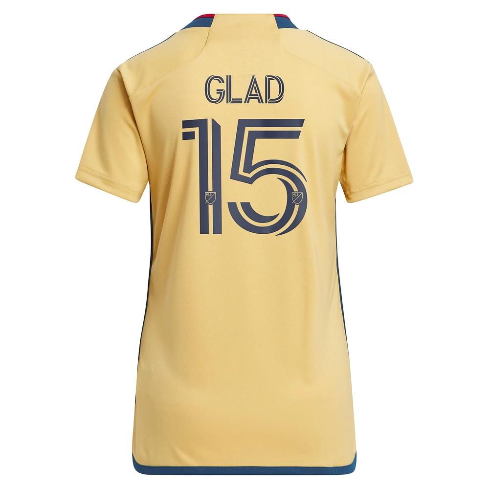 Women's adidas Justen Glad Gold Real Salt Lake 2023 The Beehive State Kit Replica Player Jersey