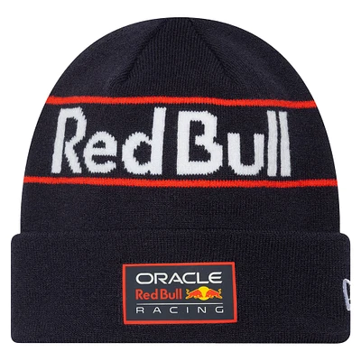 Bonnet en tricot à revers avec logo Red Bull Racing Team New Era bleu marine pour homme