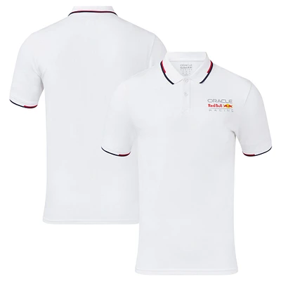 Polo unisexe blanc avec logo en couleur Red Bull Racing