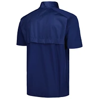 Men's adidas Navy Rhode Island Rams Sideline AEROREADY Raglan Short Sleeve Quarter-Zip Jacket