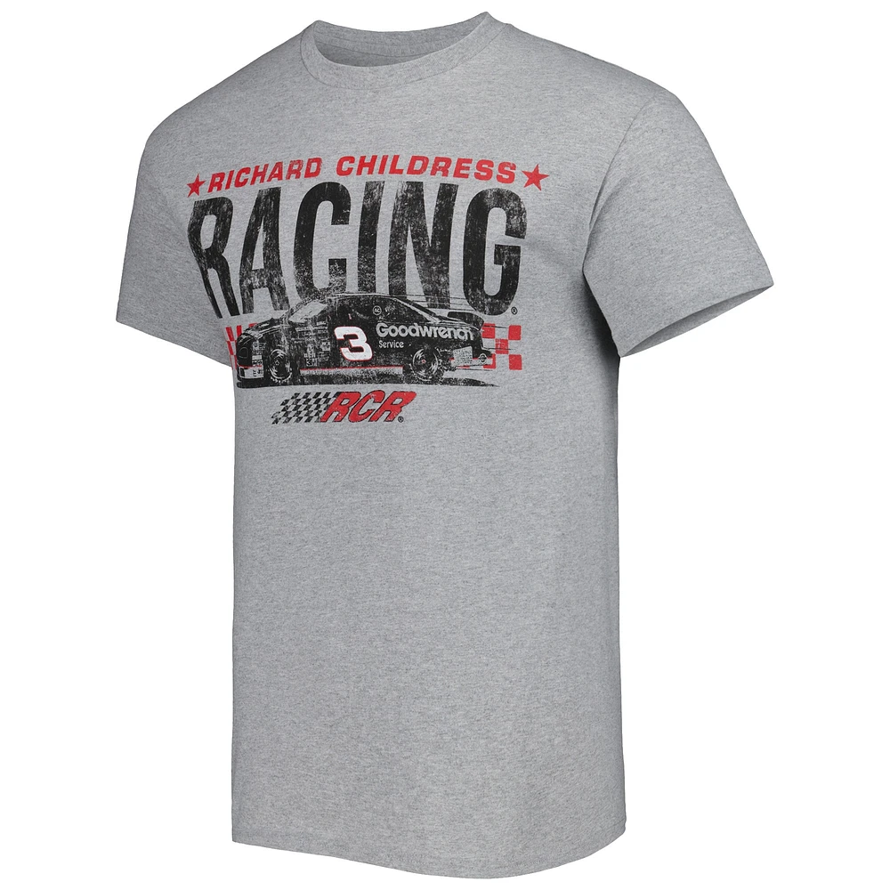 Men's Checkered Flag Heather Gray Richard Childress Racing Goodwrench Two-Sided Car T-Shirt