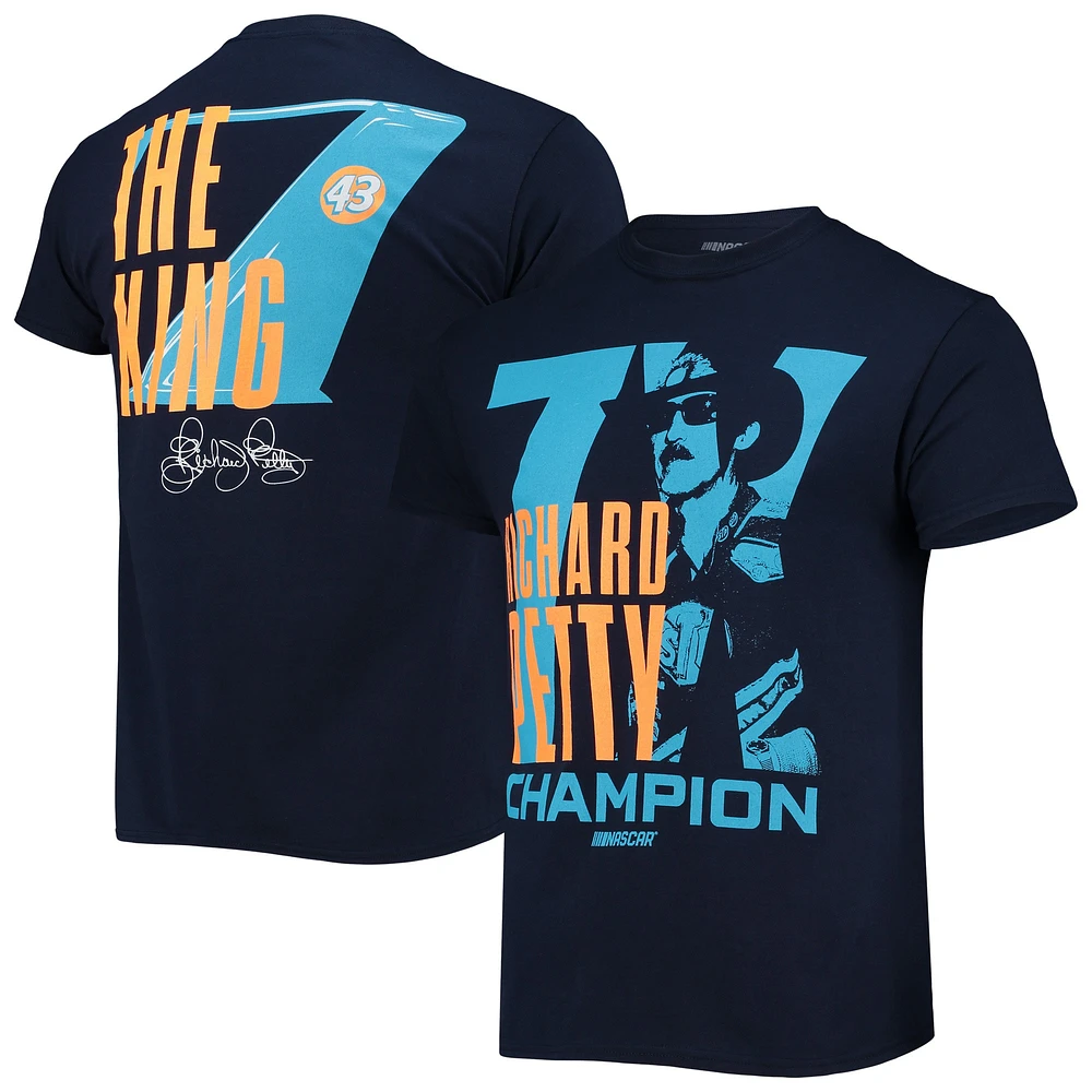Men's Checkered Flag Navy Richard Petty 7x Champion T-Shirt