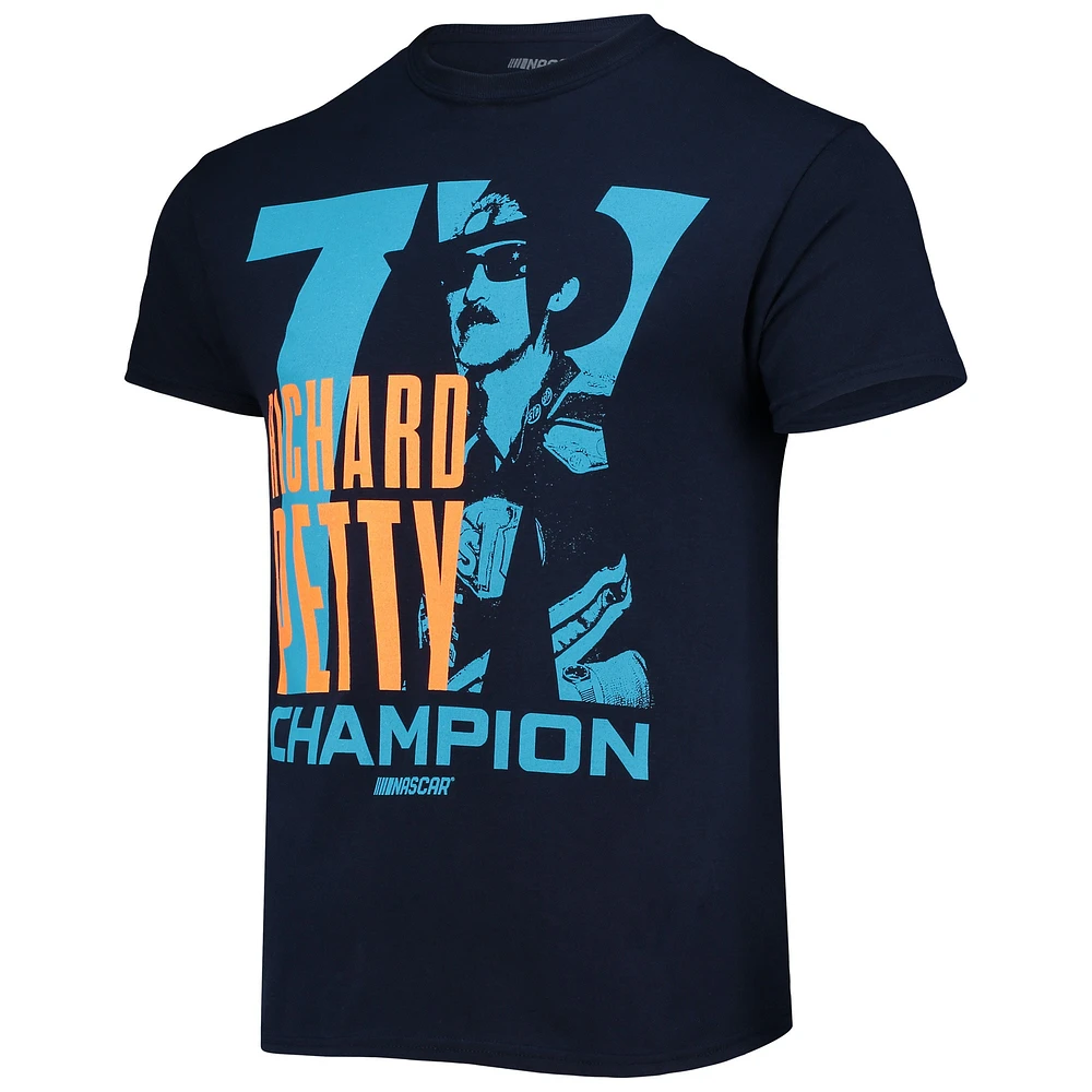Men's Checkered Flag Navy Richard Petty 7x Champion T-Shirt